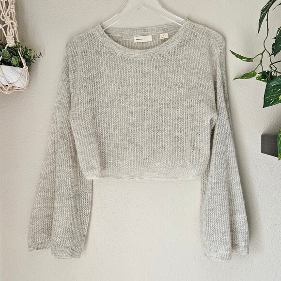 Anthropologie Sweaters - Anthropologie Sleeping On Snow Bell Sleeve Cropped Sweater Alpaca Wool Knit Sz S